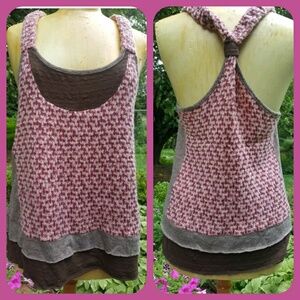 🆕️ Funky People Mixed knit Media Quirky Unique tunic tank Top Layered Look